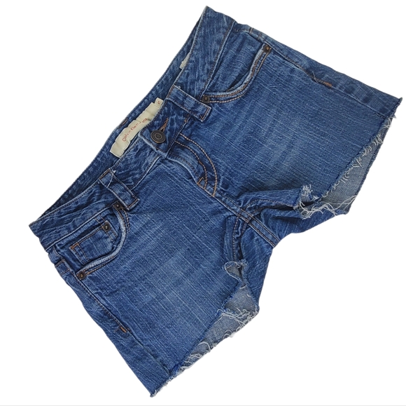 CALVIN KLEIN JEANS Ultra Low Cut Off Jean Shorts Denim Sz 27 Blue Faded - Picture 5 of 7